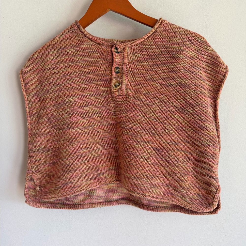 Urban Outfitters Space Dye‎ Knit Henley Sweater Vest Pink Orange Small
